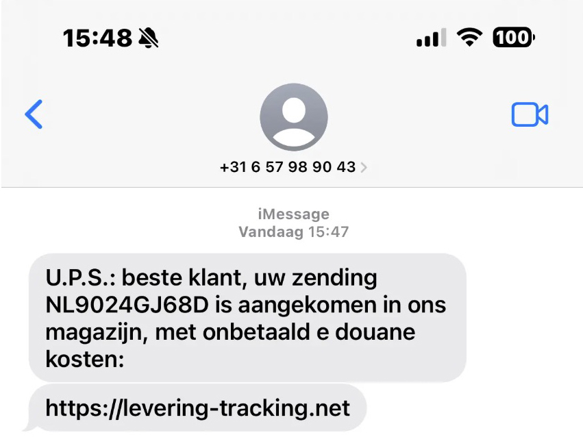 Afbeelding van spam-bericht